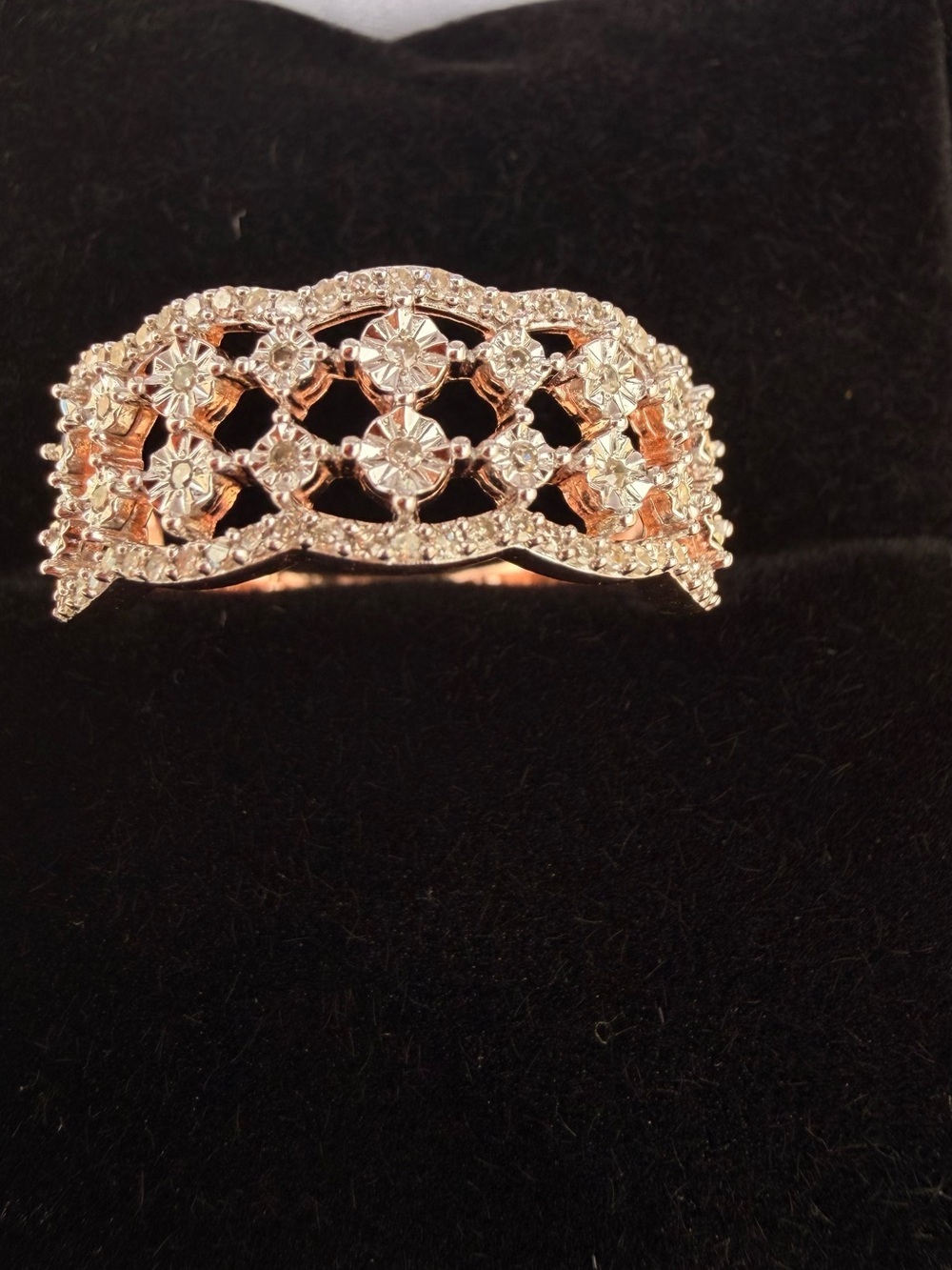 14K Yellow Gold Over Sterling Silver 0.25 CTW Natural Diamond Ring Sz 7 - Picture 5 of 8
